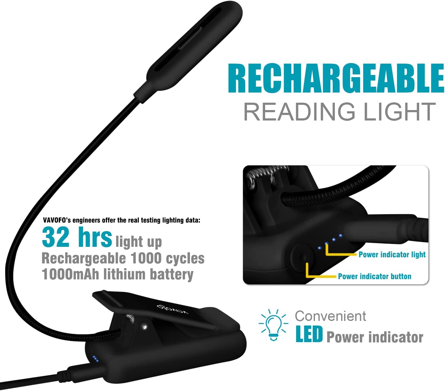 Rechargeable clip on reading light that lasts 32 hours | AskSAMIE