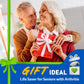 Elderly couple holding a gift box with the Electric Jar Opener inside. 