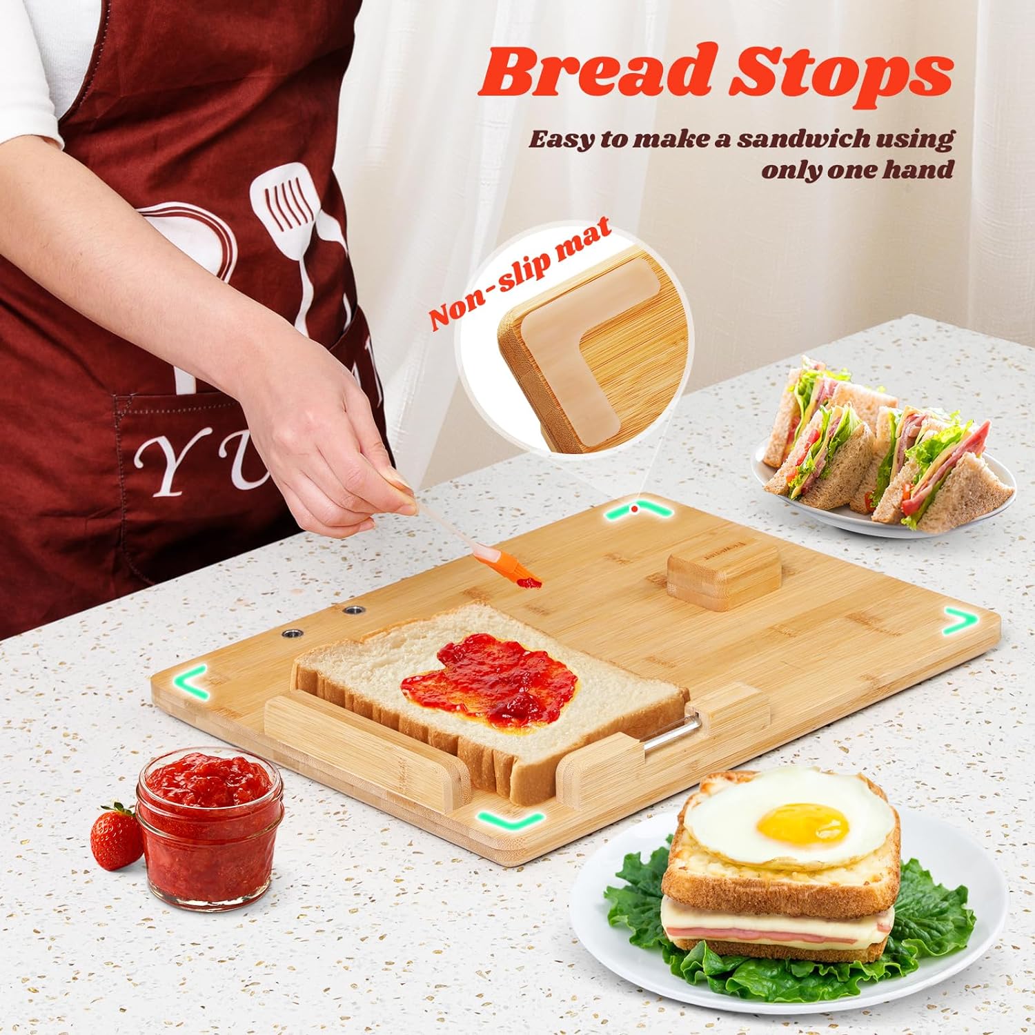 Bread Stops to easily make a sandwich using only one hand