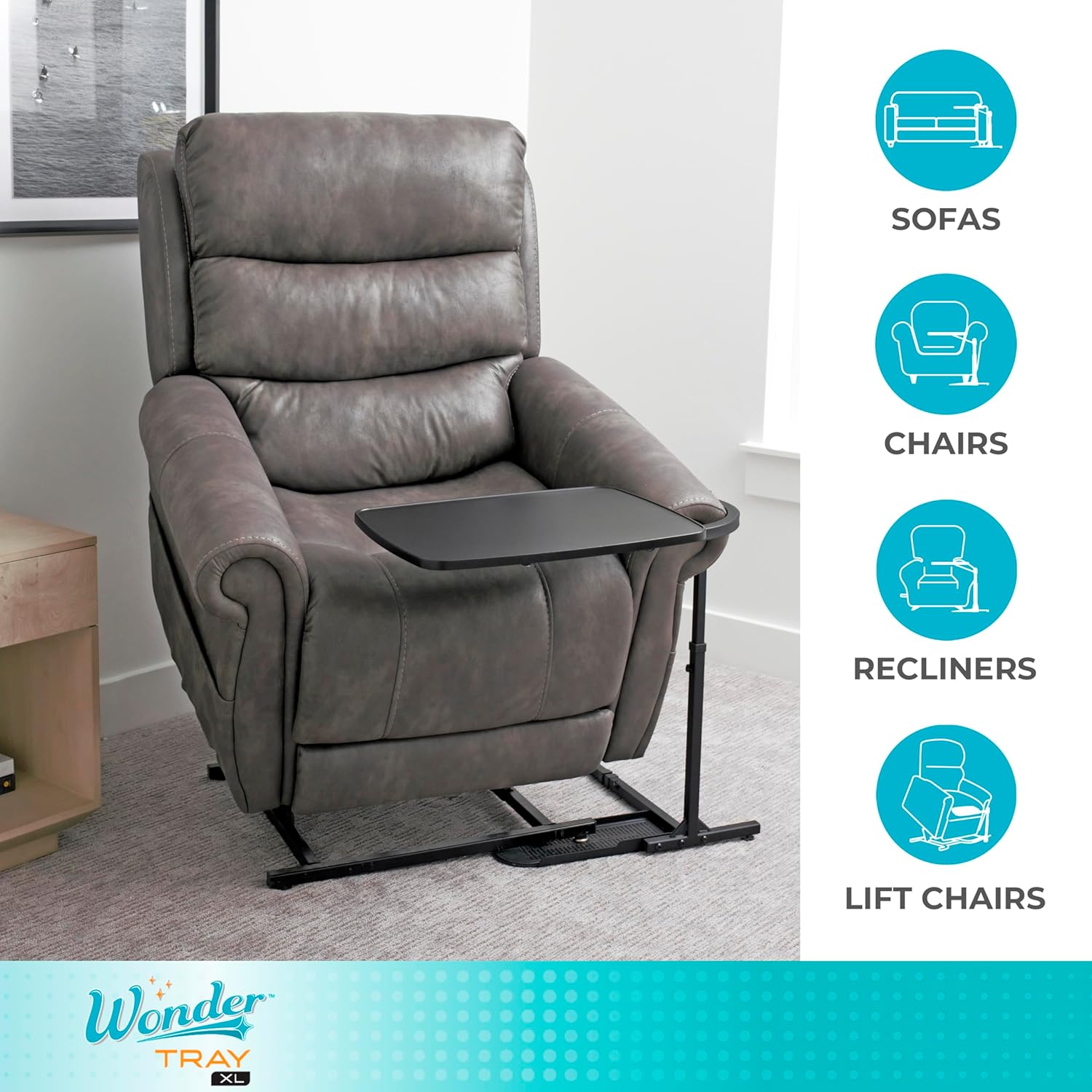 Assist-A-Tray Ultimate | Swivel Tray for Your Chair from AskSAMIE in use with recliner