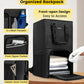 Front-opening door for unloading clothes without bending, plus mesh side pockets for detergent and a hidden back phone pocket.