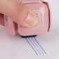 LegiLiner LegiCube Self-Inking Teacher Stamp - Math and Handwriting Lines Multi-Roller Stamp stamping dotted lines within blue lines in white sheet from AskSAMIE