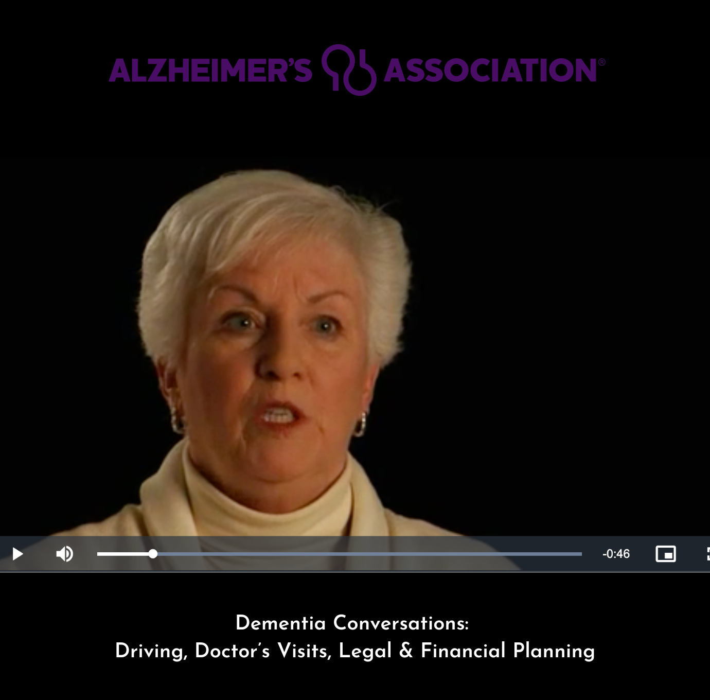 Picture of woman talking about this Free Video Training: Driving, Doctor Visits, Legal & Financial Planning for Dementia