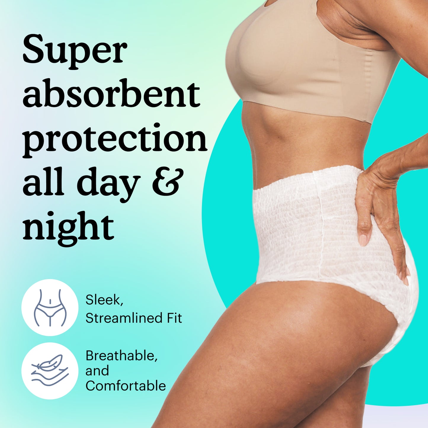 Premium Overnight Plus Underwear for Women worn by woman from AskSAMIE 
