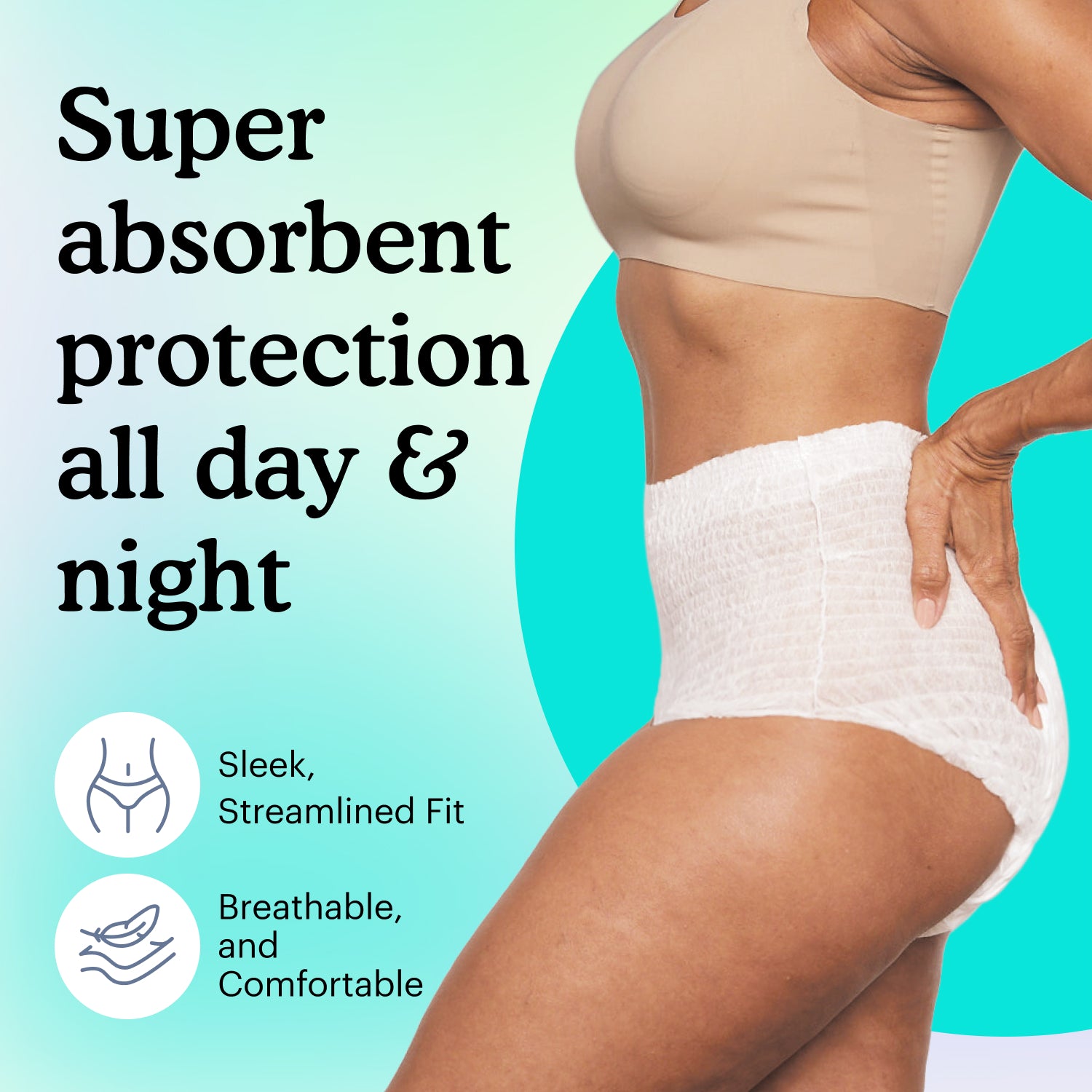 Premium Overnight Plus Underwear for Women worn by woman from AskSAMIE 
