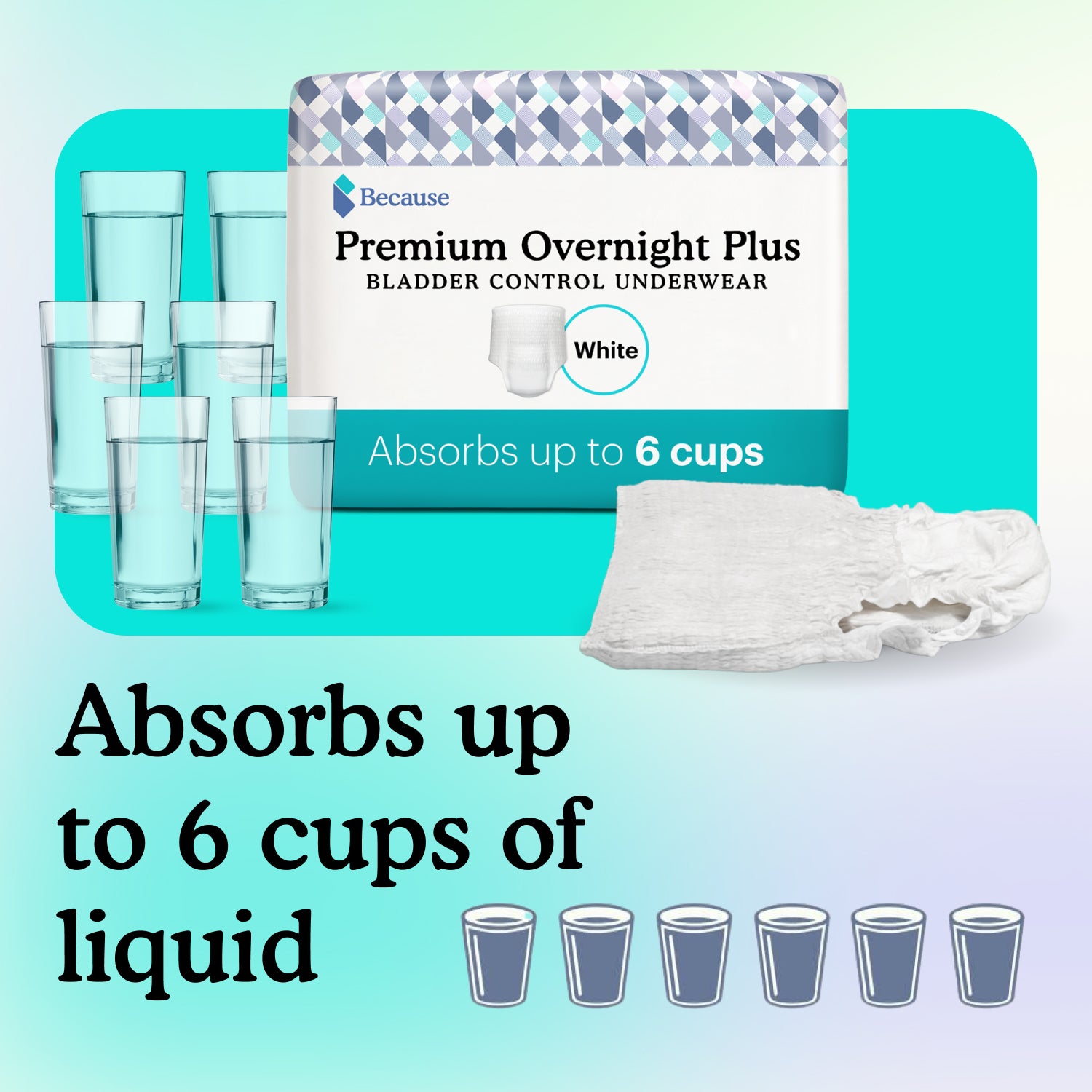Premium Overnight Plus Underwear for Women can absorb up to 6 cups of liquid from AskSAMIE