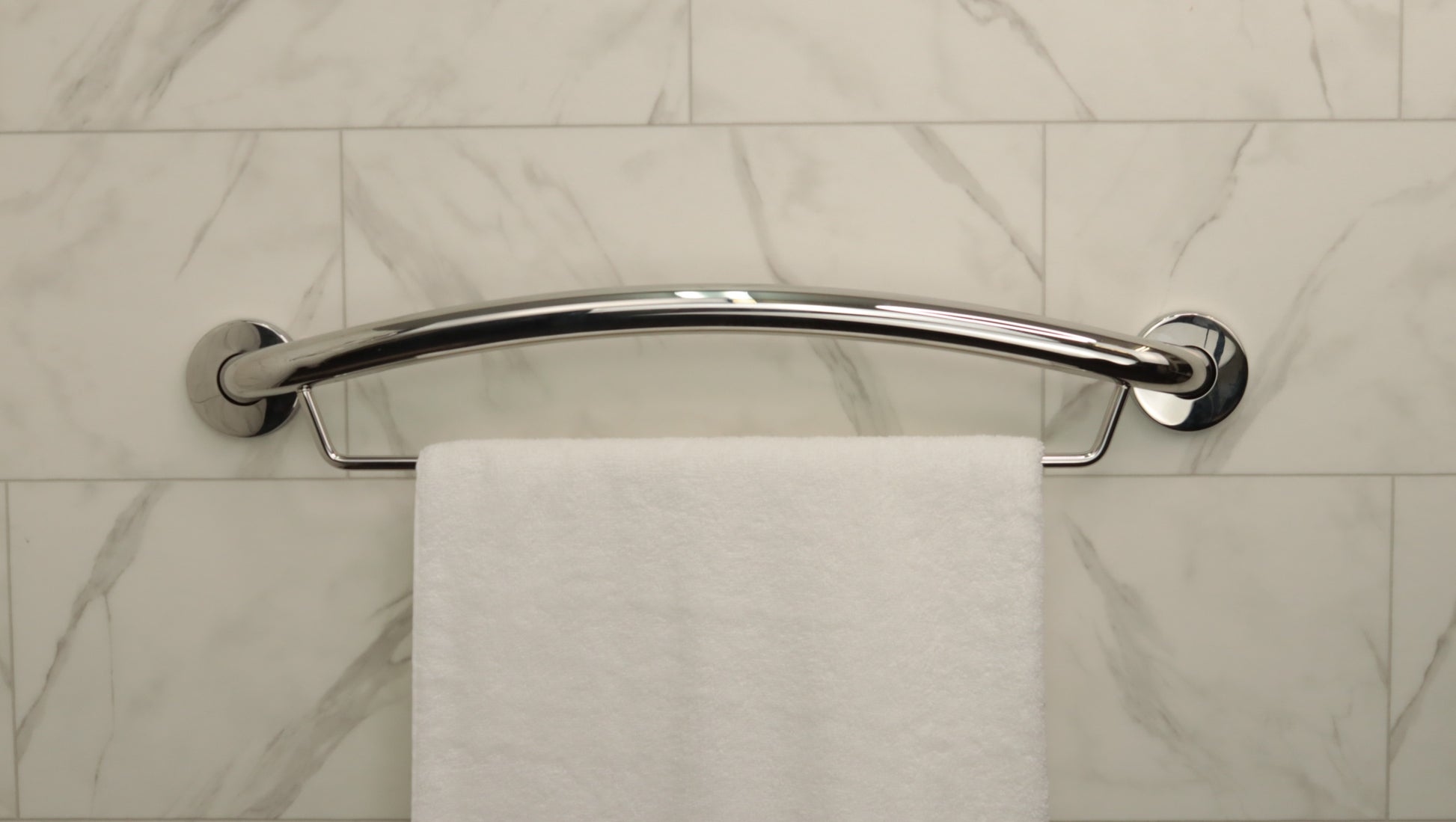 Towel Grab Bar on wall in bathroom