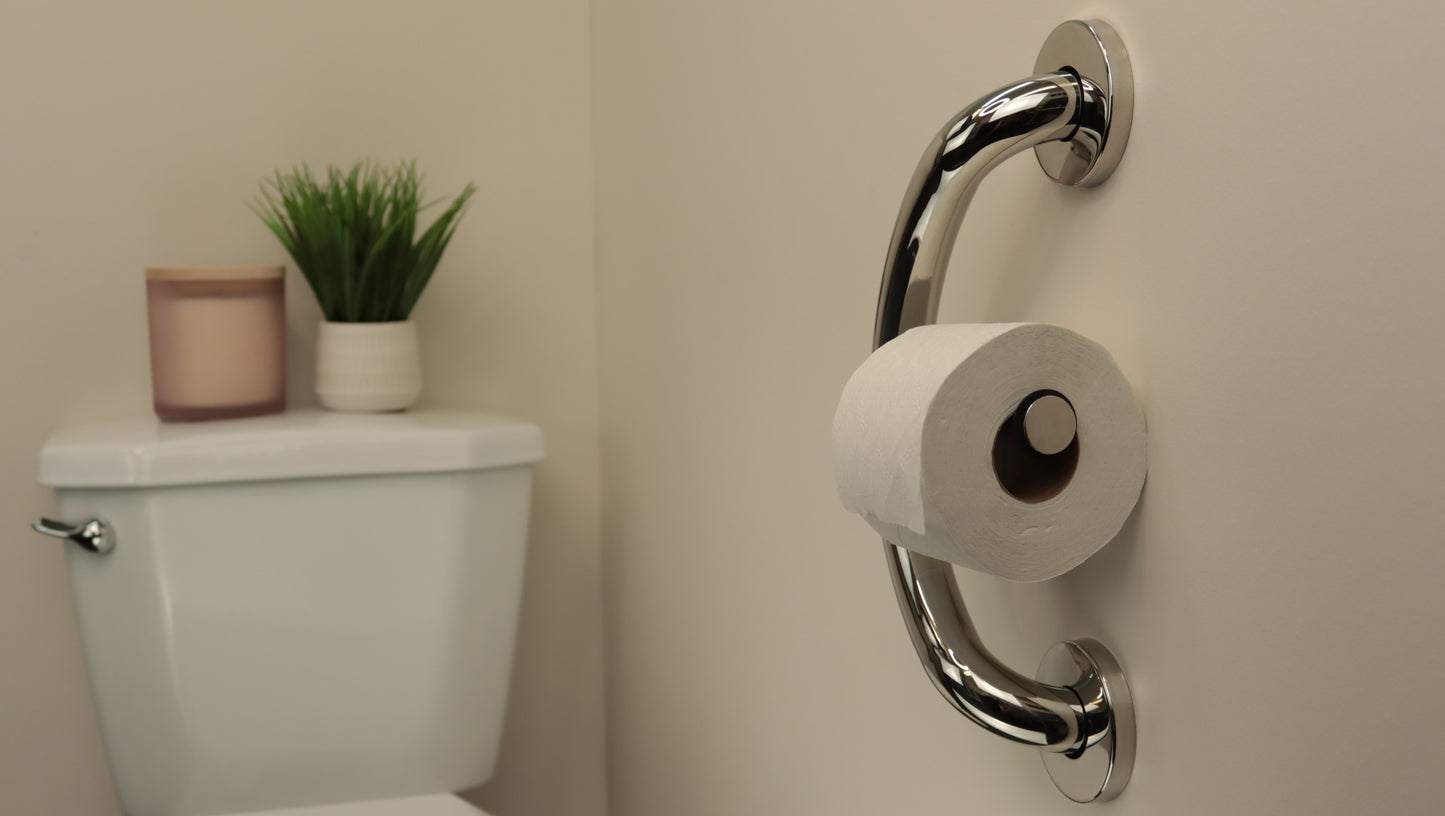 Toilet Paper Holder Grab Bar chrome on wall