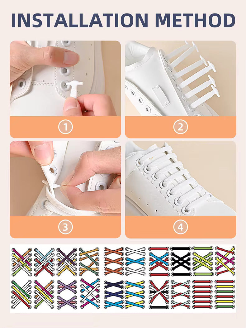 Elastic Shoelace Bands step by step installlation method