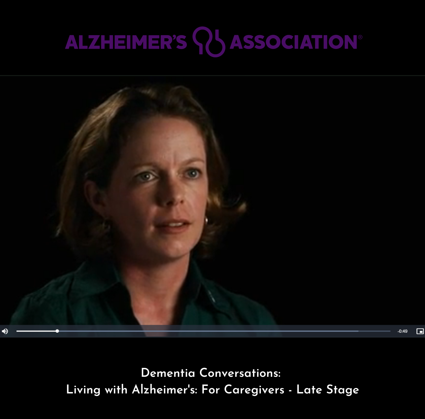 Picture of woman talking about this Free Video Training: Living with Alzheimer's: For Caregivers - Late Stage
