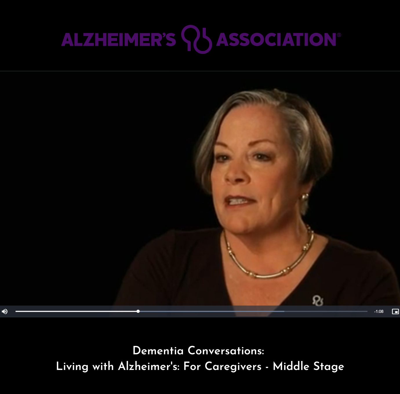 Picture of woman talking about this Free Video Training: Living with Alzheimer's: For Caregivers - Middle Stage