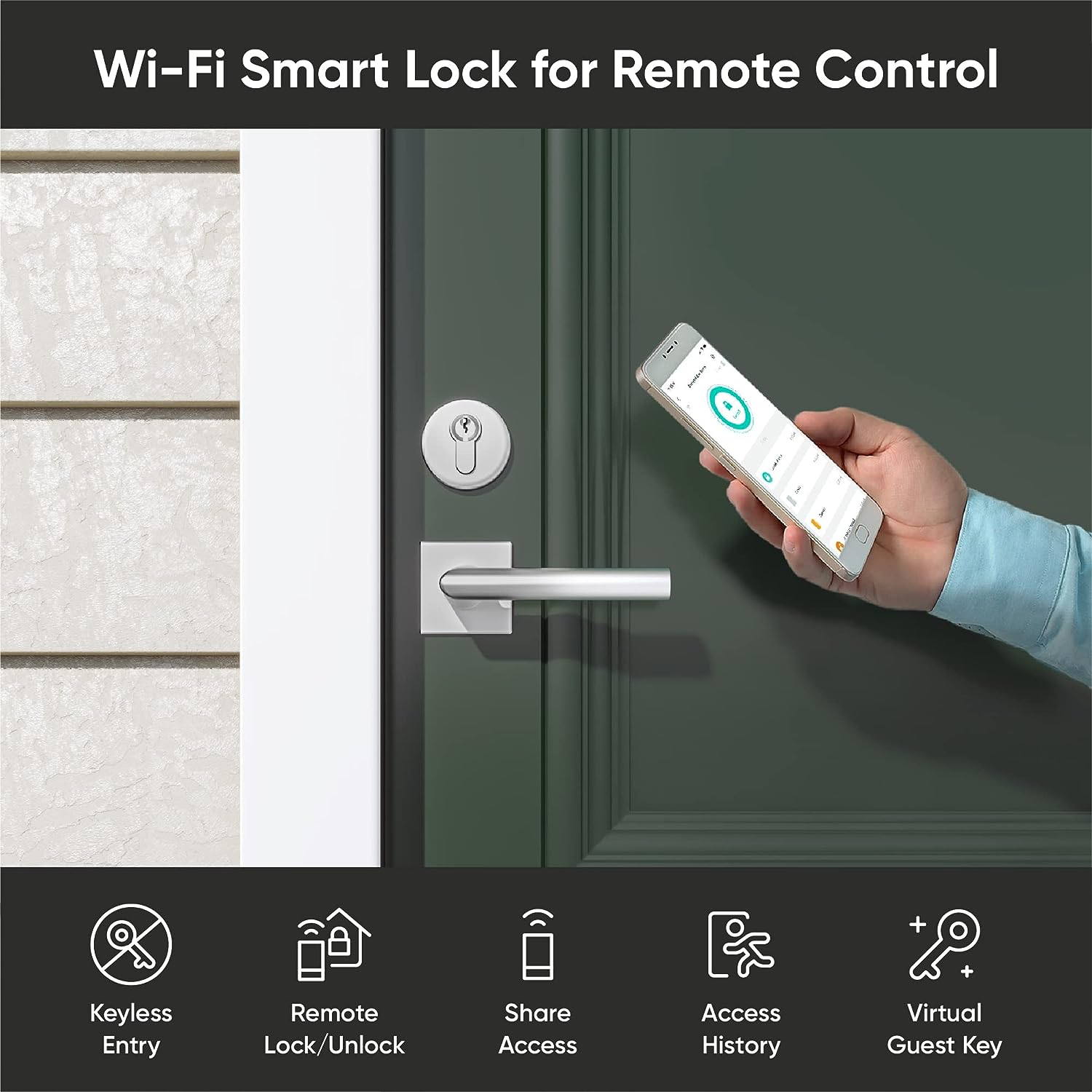 keyless entry picture using phone to unlock the door. Wyze smart lock solutions for aging in place | AskSAMIE