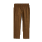 Brown corduroy pants animated with the fly folding open to show inner magnetic closures and the stretch back waistband