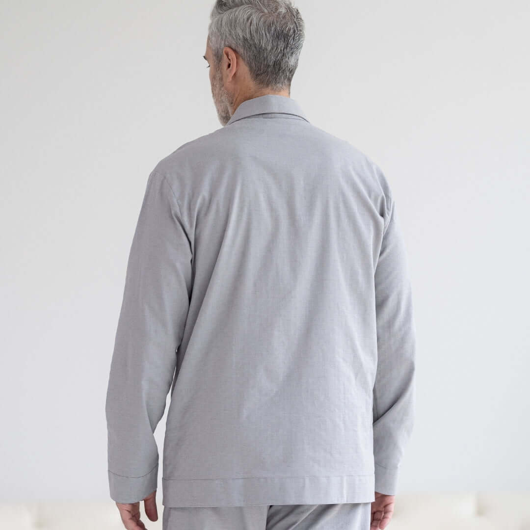 Adaptive Pajama Top for Men in Grey | Magnetic Closure | Parkinson's & Arthritis MagnaReady - AskSAMIE: Answers for Accessibility