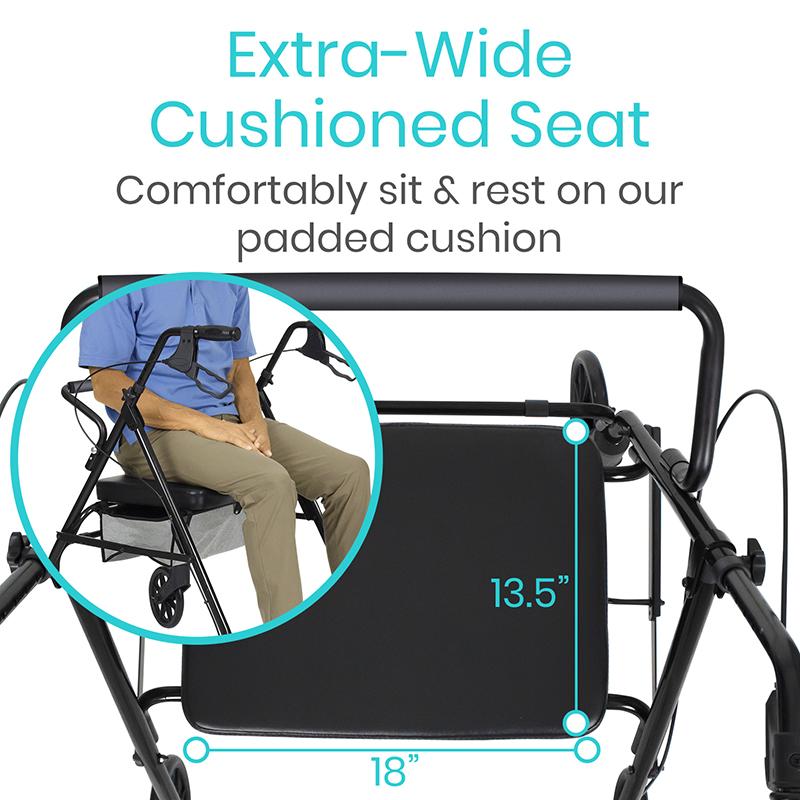 Bariatric Rollator with 8" Wheels Vive Health - AskSAMIE: Answers for Accessibility