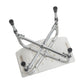 Underside of the bariatric shower chair showing the cross-frame brace and the four legs that adjust height in 1 inch steps.