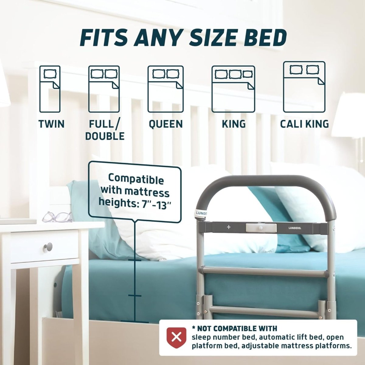 Bed Assist Rail with Motion-Sensor Night Light – Safety Rail for Seniors