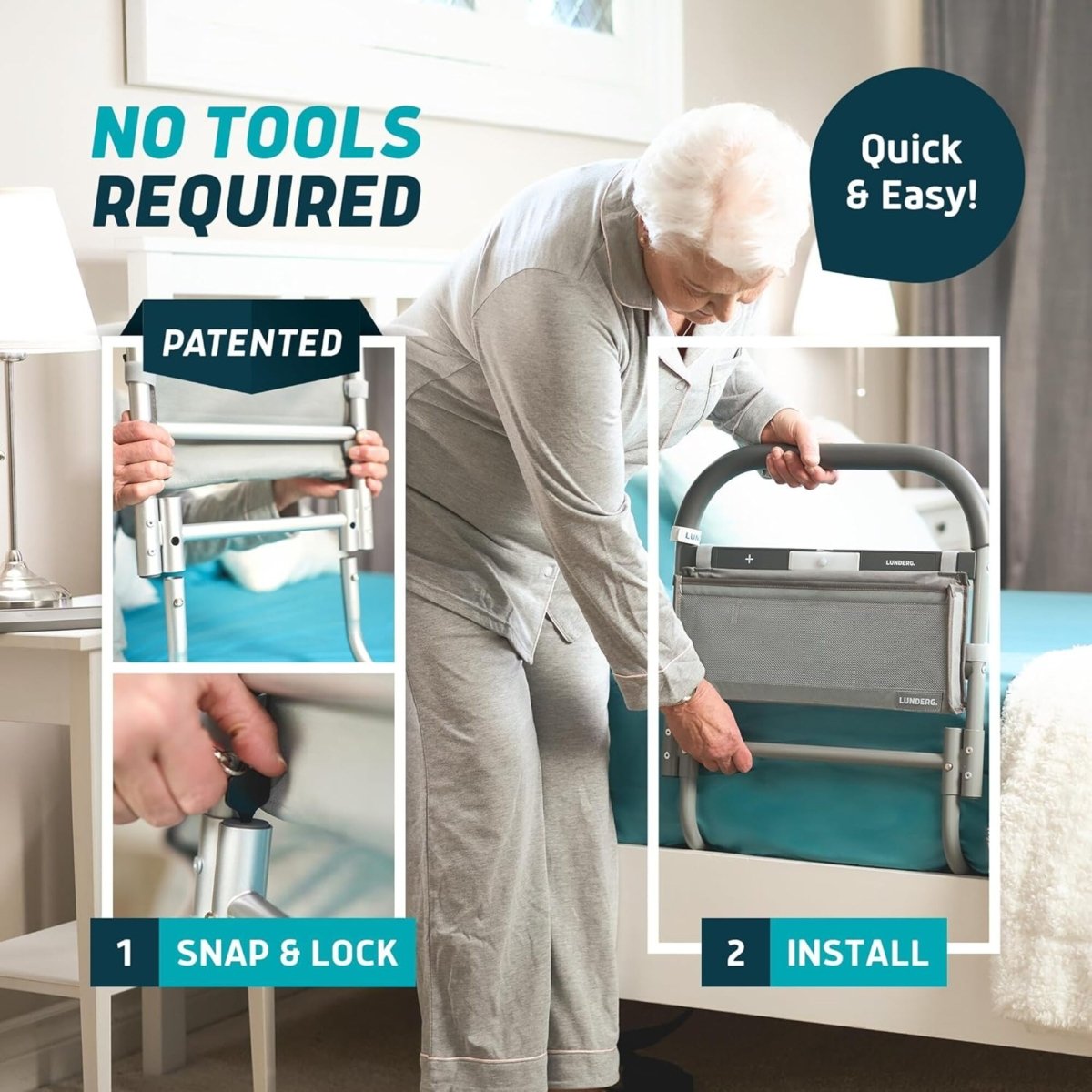 Bed Assist Rail with Motion-Sensor Night Light – Safety Rail for Seniors