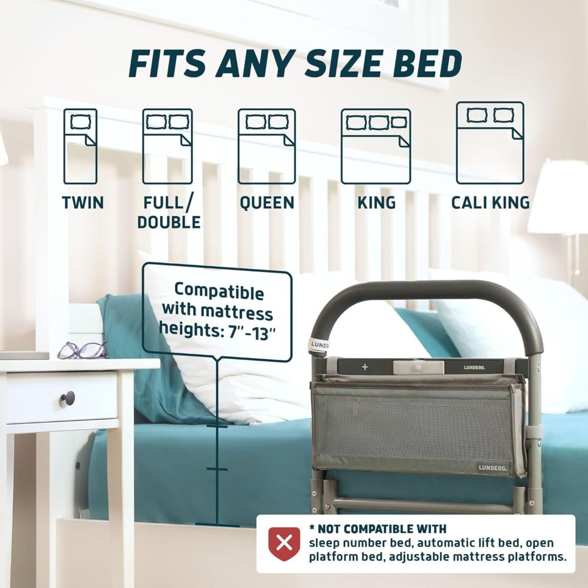 Bed Assist Rail with Motion-Sensor Night Light – Safety Rail for Seniors