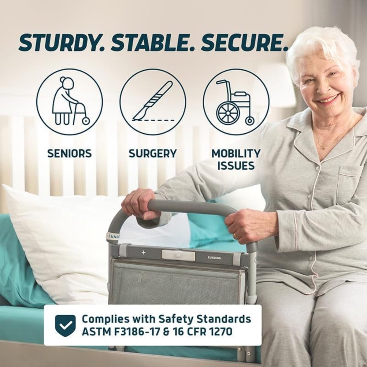 Bed Assist Rail with Motion-Sensor Night Light – Safety Rail for Seniors