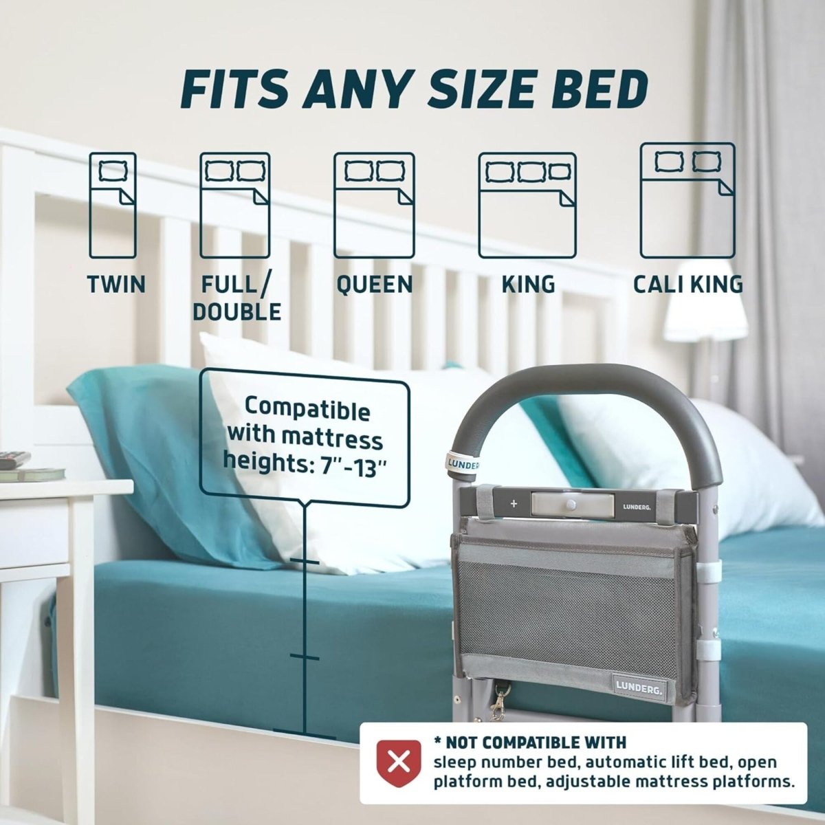 Bed Assist Rail with Motion-Sensor Night Light – Safety Rail for Seniors