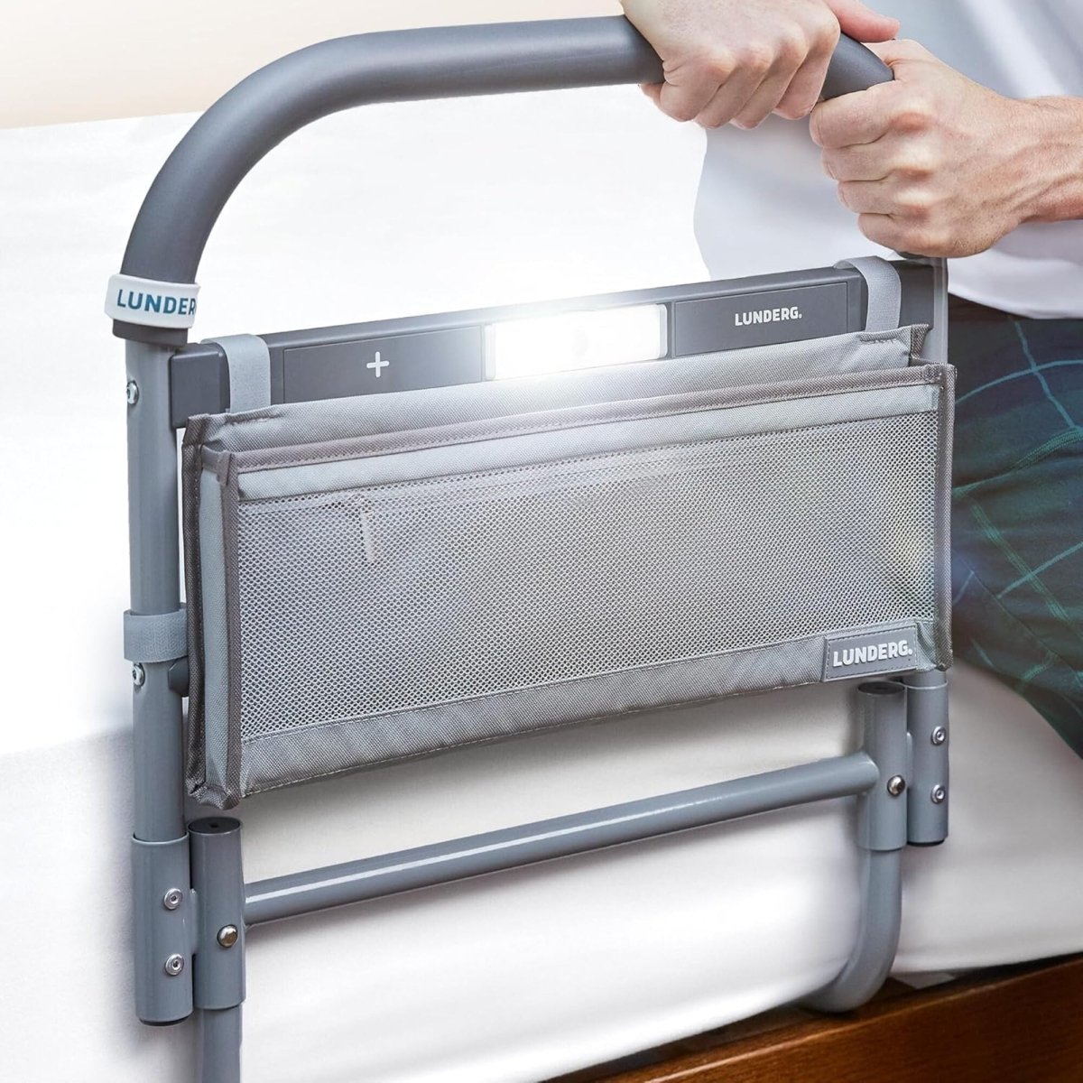 Bed Assist Rail with Motion-Sensor Night Light – Safety Rail for Seniors