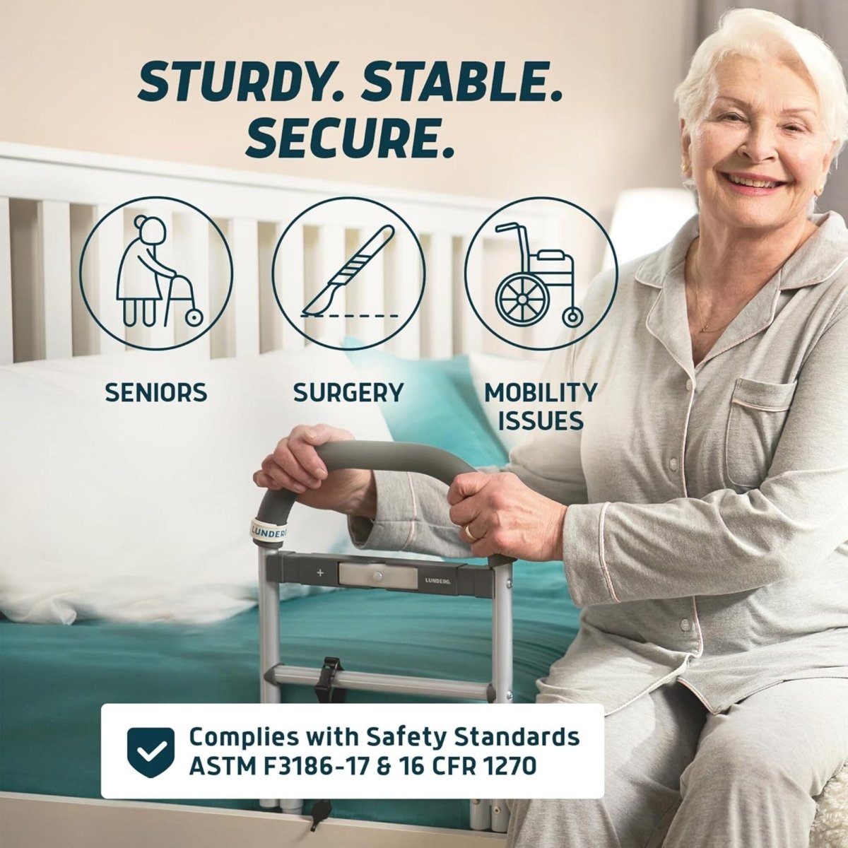 Bed Assist Rail with Motion-Sensor Night Light – Safety Rail for Seniors