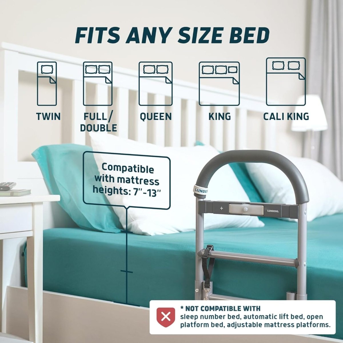 Bed Assist Rail with Motion-Sensor Night Light – Safety Rail for Seniors