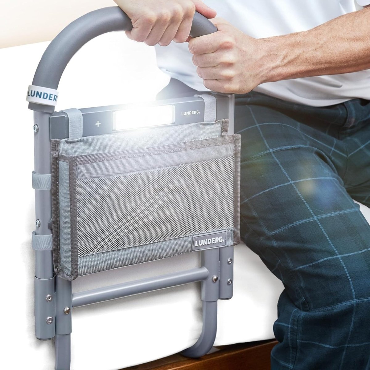 Bed Assist Rail with Motion-Sensor Night Light – Safety Rail for Seniors