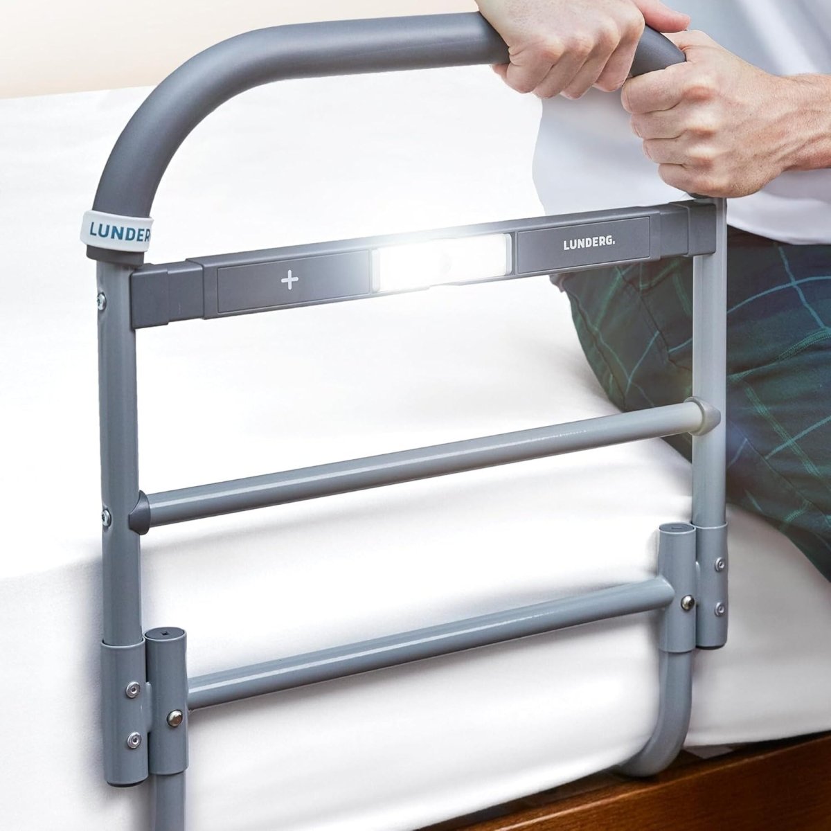 Bed Assist Rail with Motion-Sensor Night Light – Safety Rail for Seniors