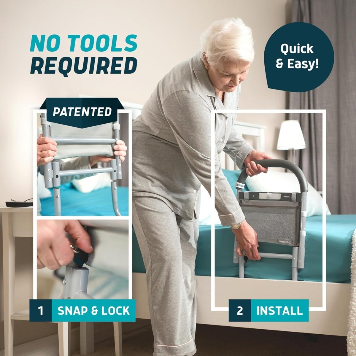 Bed Assist Rail with Motion-Sensor Night Light – Safety Rail for Seniors