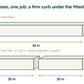 Dimension diagram of the under the sheet bed bumper: the one piece foam bumper is 42 by 5 by 5 inches, and the two part set has two 20 by 5 by 5 inch foam pieces that combine into a 40 inch bed edge guard