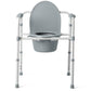 Angled view of the Medline Guardian 3-in-1 folding steel commode with armrests and backrest