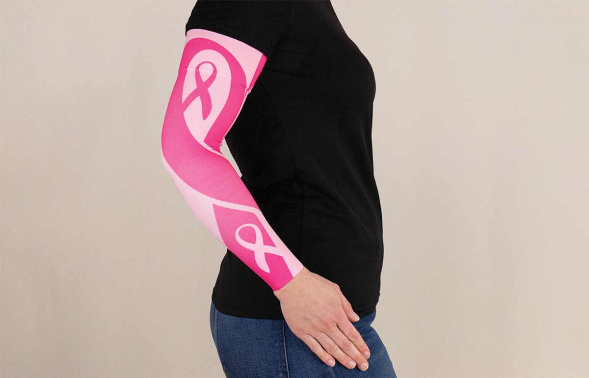 Compression Arm Sleeve for Lymphedema and Swelling | Ribbon Arm Sleeve LympheDIVAS - AskSAMIE: Answers for Accessibility