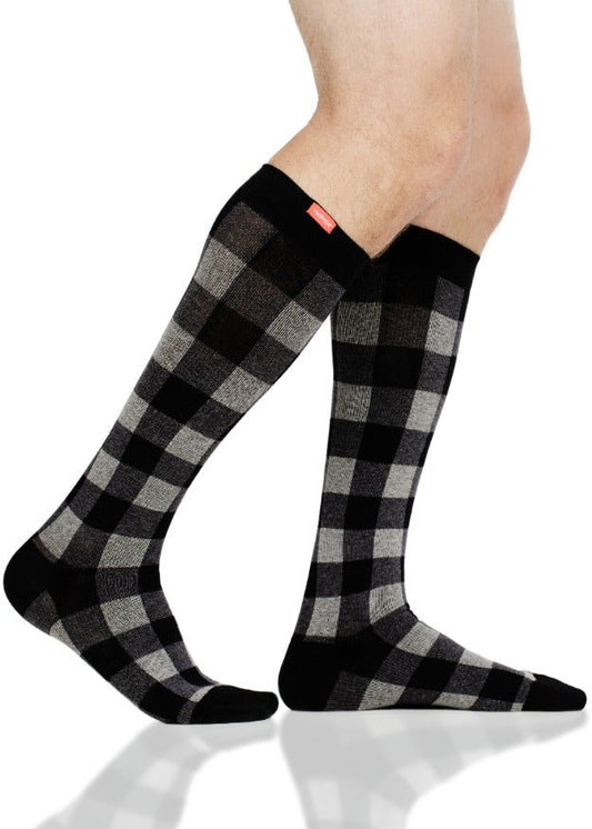 Compression Socks for Lymphedema and Swelling | Montana Plaid Heathered Gray Vim & Vigr - AskSAMIE: Answers for Accessibility