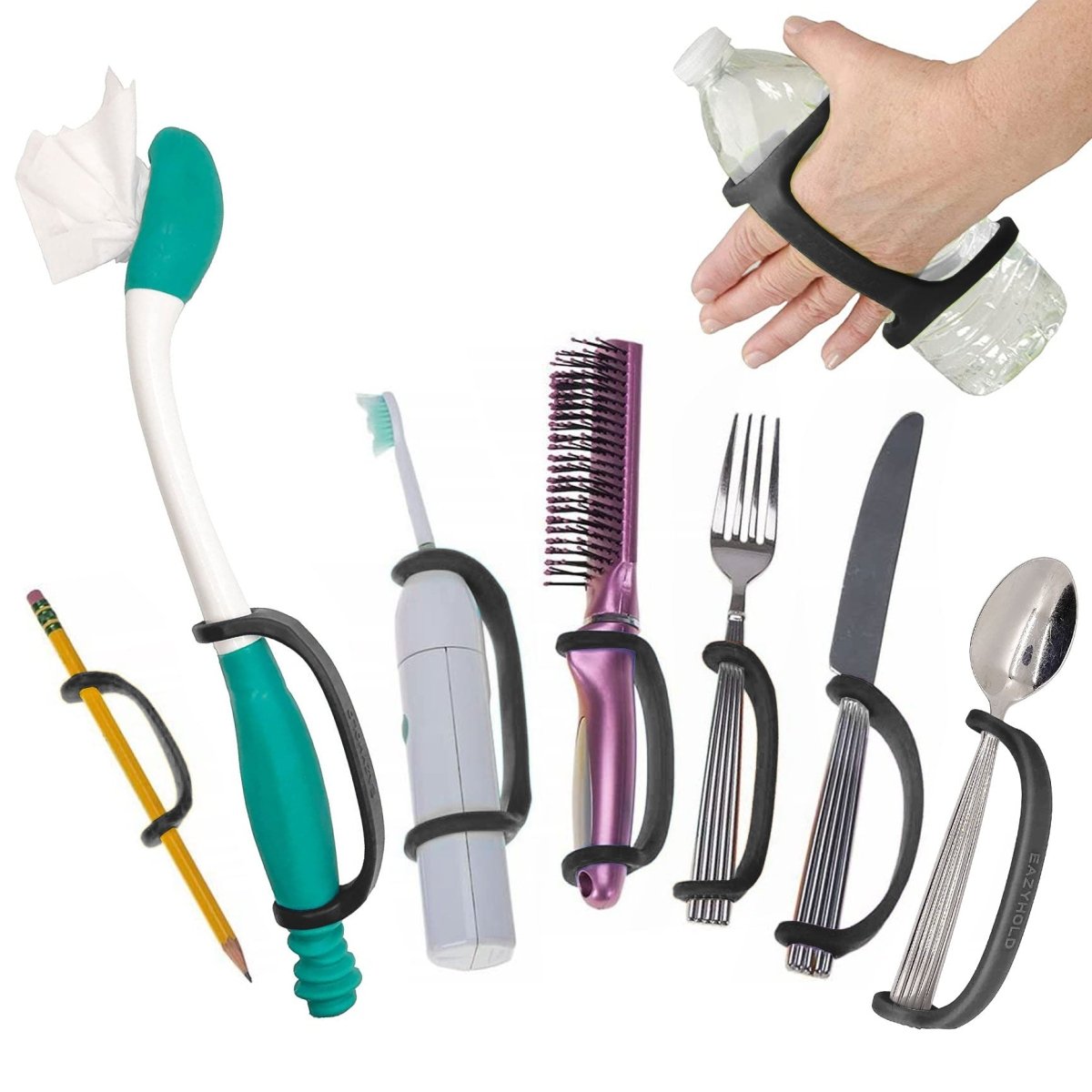 EaZyHold Grip Aid Cuffs for Seniors | 8 Pack | Arthritis, Parkinson's & Stroke EaZyHold - AskSAMIE: Answers for Accessibility