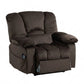 Extra large brown velvet power lift chair recliner on a white background, with a 27.5 inch wide seat and pillow-top arms for big and tall adults.