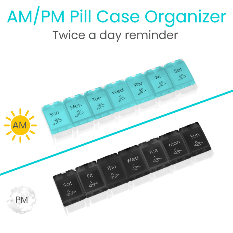 Weekly AM/PM Push Button Pill Planner
shown detached for AM and PM from AskSAMIE