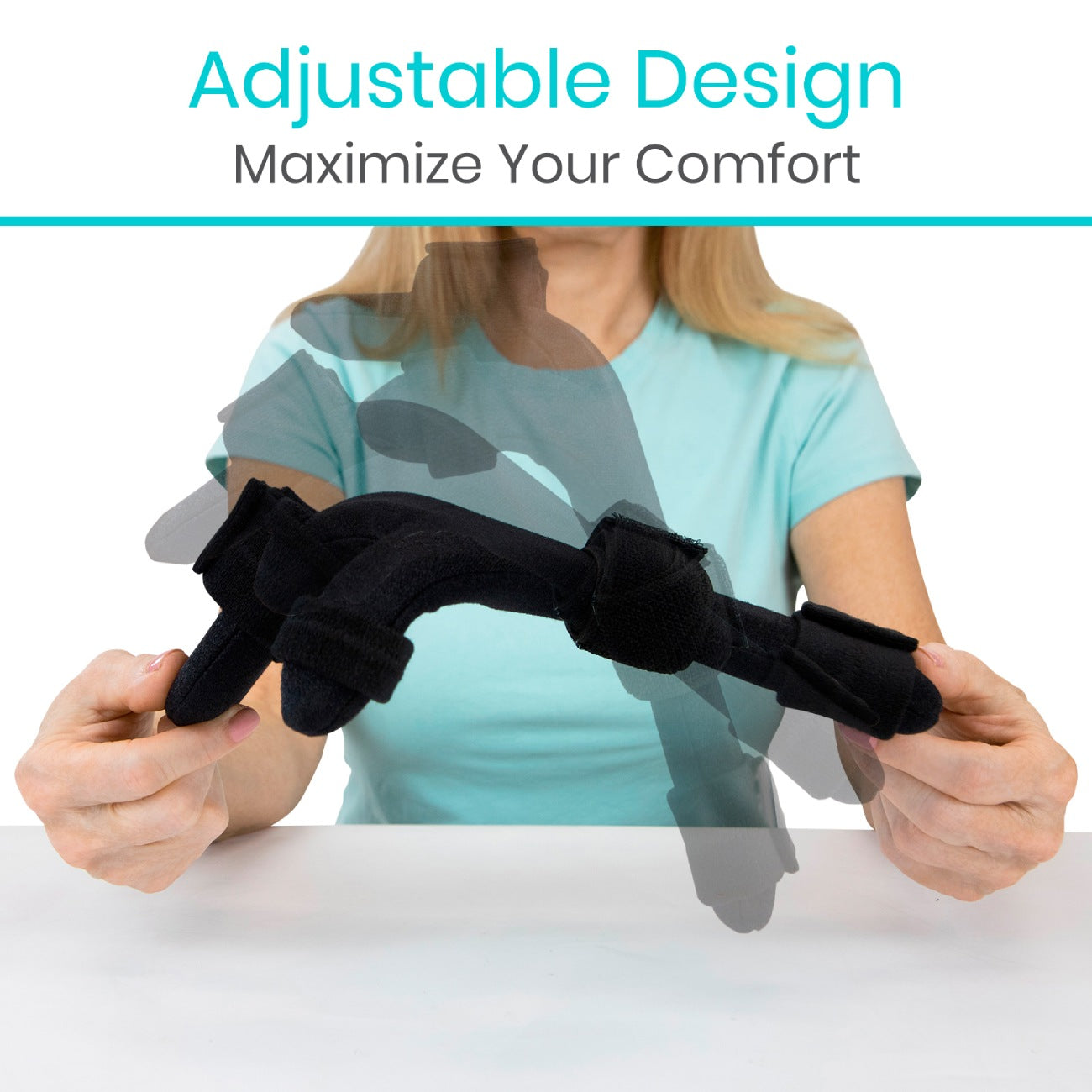 woman adjusting the Resting Hand Splint to various ways from AskSAMIE