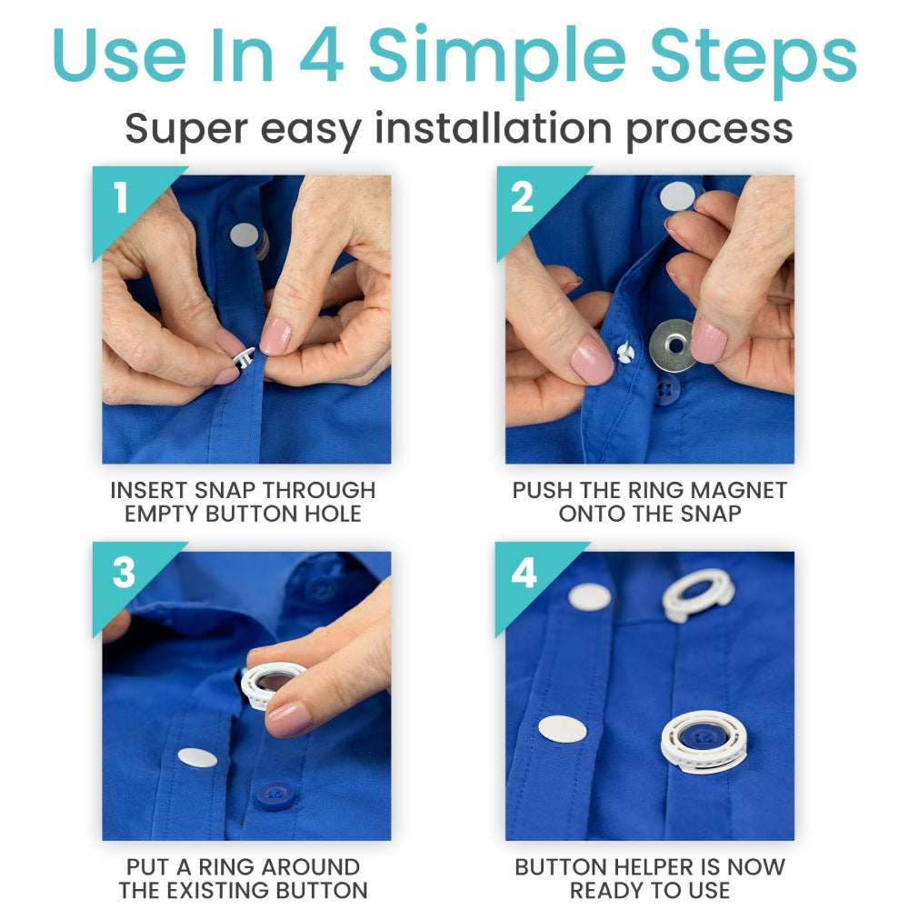 Steps to use magnetic button helper by AskSAMIE