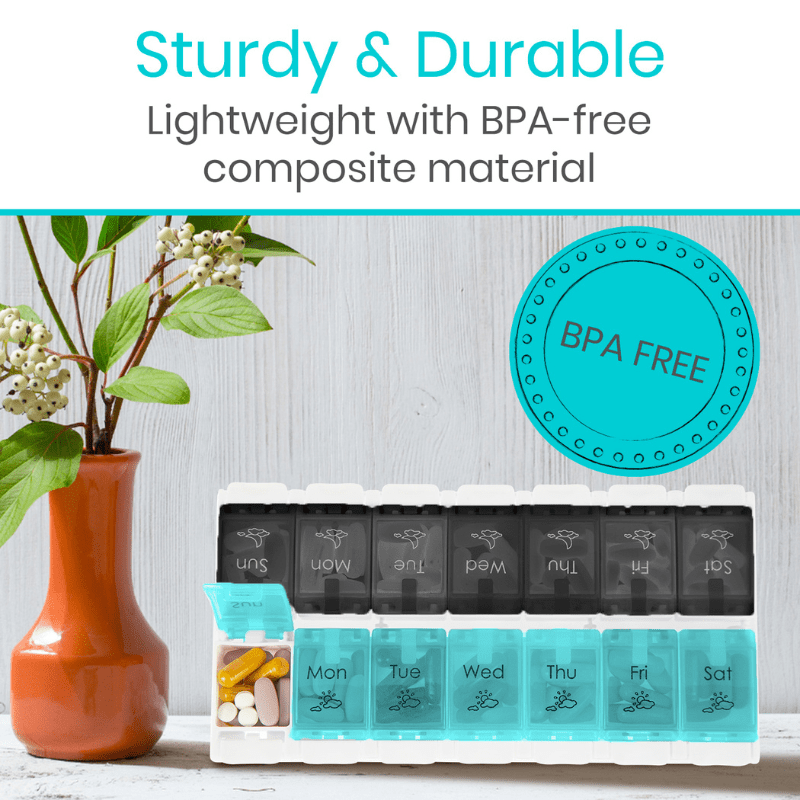 Weekly AM/PM Push Button Pill Planner
BPA free from AskSAMIE
