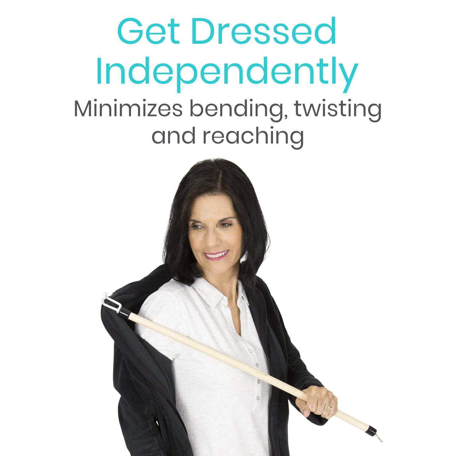 Dressing Stick helps with getting dressed to minimize bending, twisting from AskSAMIE