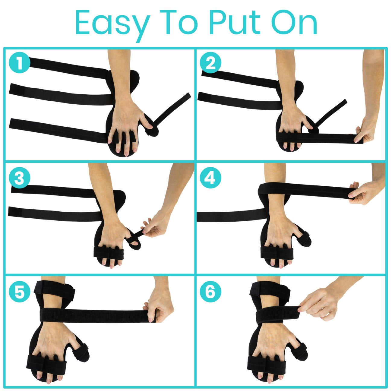 Resting Hand Splint instruction steps to put on arm from AskSAMIE