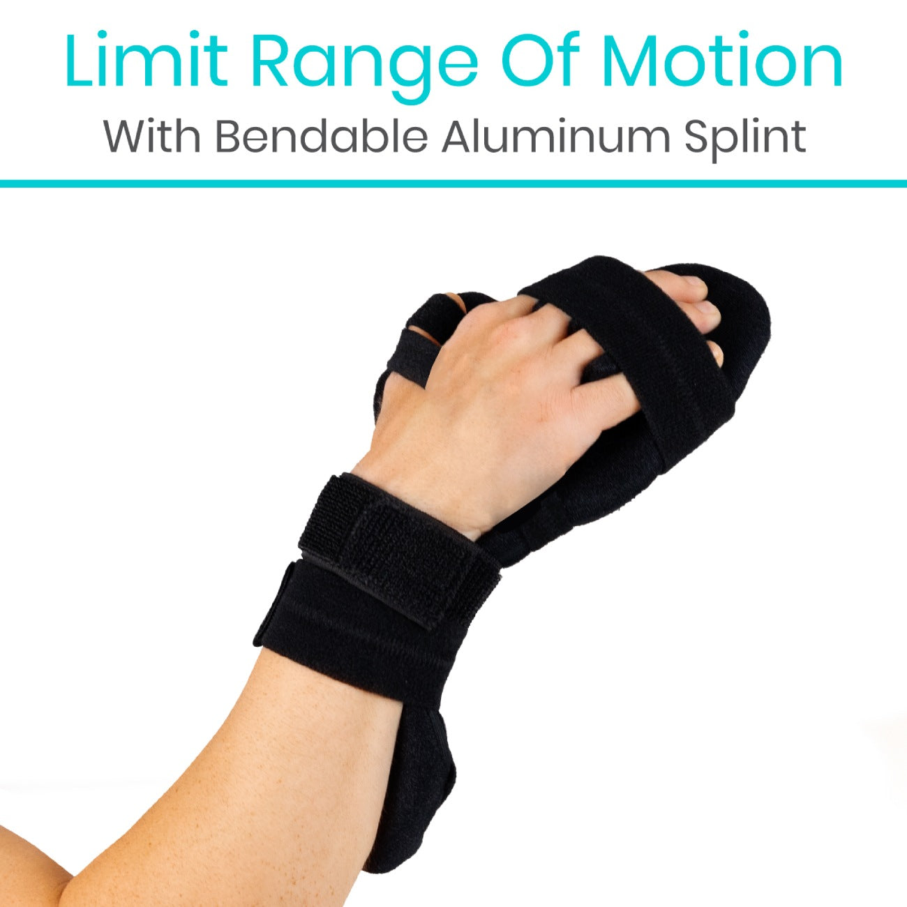 Resting Hand Splint worn in hand with bend assisted with bendable aluminium splint from AskSAMIE