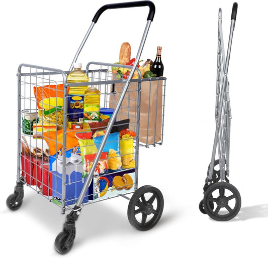 Laundry Utility Cart with grocery contents from AskSAMIE