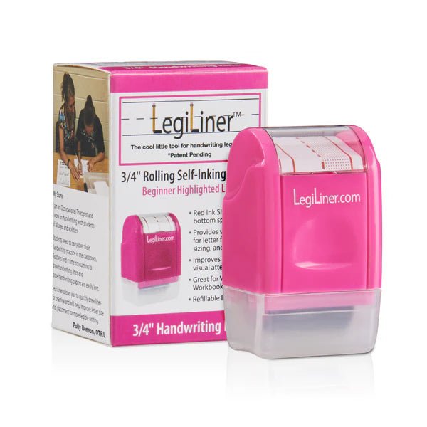 LegiLiner Self-Inking Teacher Stamp-3/4-inch Pink Shaded Handwriting Lines Roller Stamp | at AskSAMIE