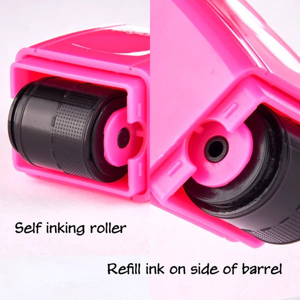 LegiLiner Self-Inking Teacher Stamp-3/4-inch Pink Shaded Handwriting Lines Roller Stamp | at AskSAMIE