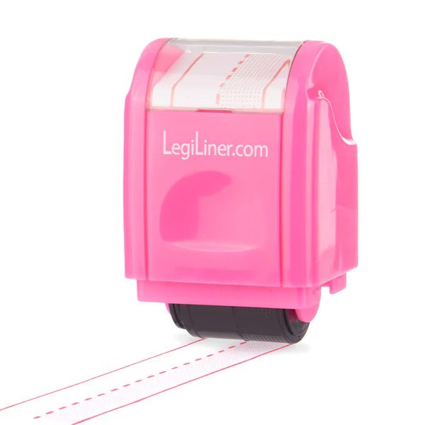 LegiLiner Self-Inking Teacher Stamp-3/4-inch Pink Shaded Handwriting Lines Roller Stamp | at AskSAMIE