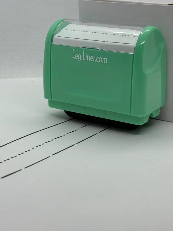 LegiLiner "Spaces" Self - Inking Teacher Stamp - 1-inch Dashed Spaced Handwriting Lines Roller Stamp LegiLiner from AskSAMIE