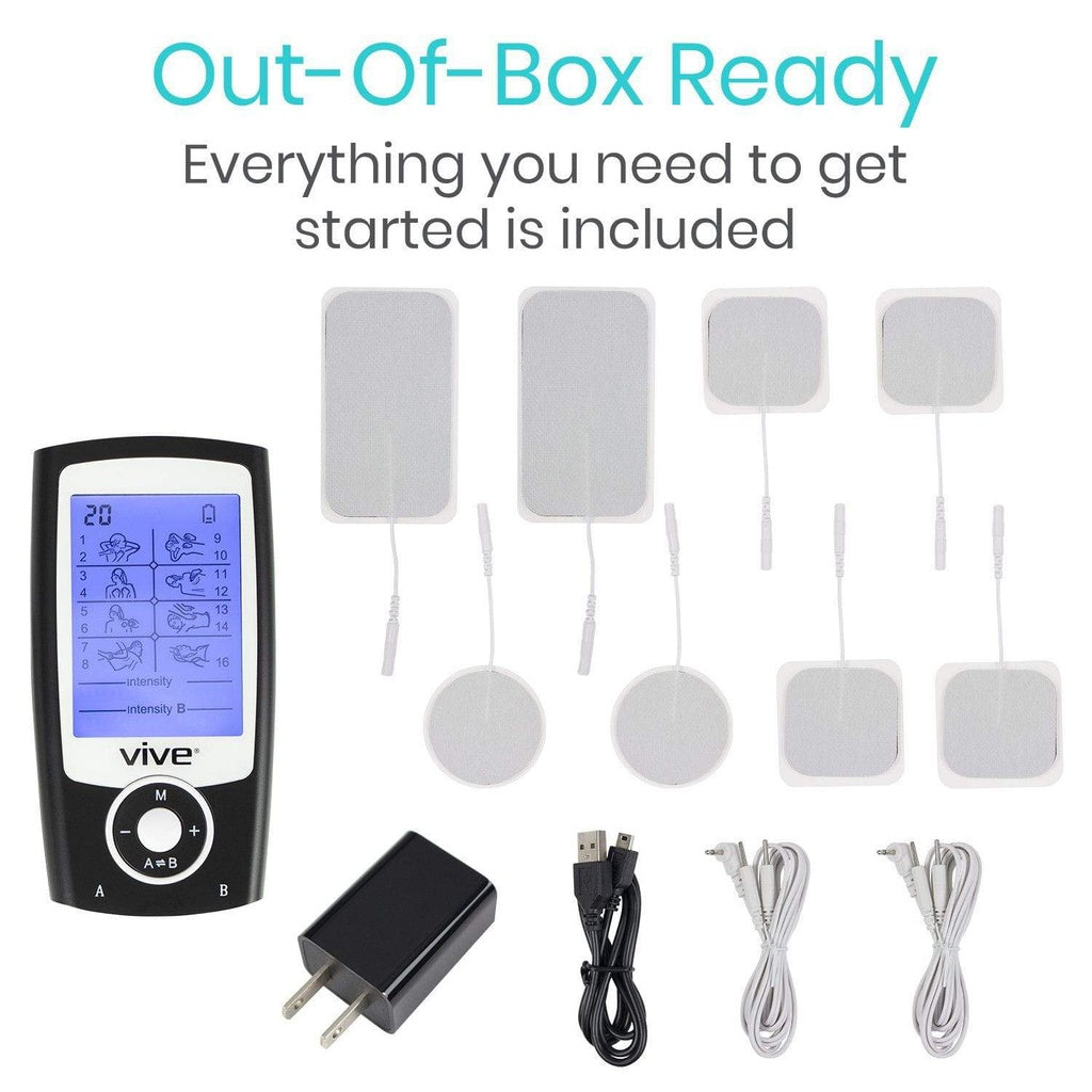 8 Mode TENS Unit with all accessories shown from AkskSAMIE